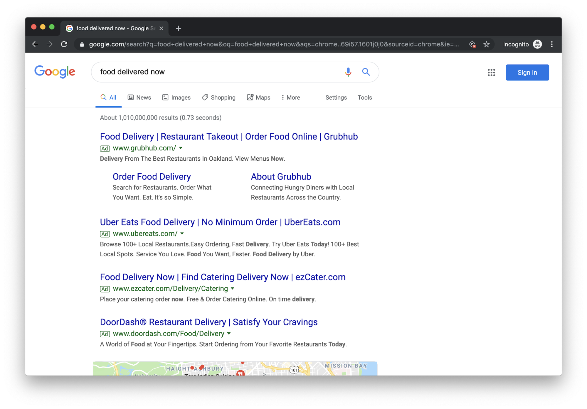 Google Search: Food Delivery Now